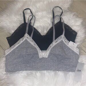 2 Jenni On Repeat Wide Lace Trim Cotton Bralettes Bras WF Womens S Small New